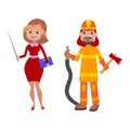 People teacher and firefighter different professions vector illustration. Royalty Free Stock Photo