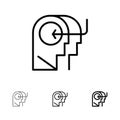 People, Teaching, Head, Mind Bold and thin black line icon set