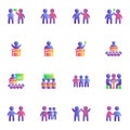 People teamwork collection flat icons set