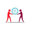 People Teamwork holding a Gear. Business Work concept illustration