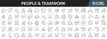 People and teamwork line icons collection. Big UI icon set in a flat design. Thin outline icons pack. Vector illustration EPS10 Royalty Free Stock Photo