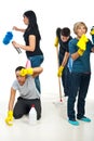 People teamwork work to cleaning house Royalty Free Stock Photo