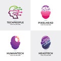 People Technology Head Logo Set Design Template Collection