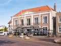 People on terrace of cafe in Zaltbommel, Netherlands