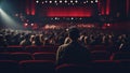 People in theater watching show premiere, rear view, generative ai