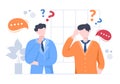 People Thinking to Make Decision, Problem Solving and Find Creative Ideas with Question Mark in Flat Illustration for Poster