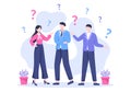 People Thinking to Make Decision, Problem Solving and Find Creative Ideas with Question Mark in Flat Illustration for Poster