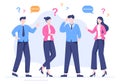 People Thinking to Make Decision, Problem Solving and Find Creative Ideas with Question Mark in Flat Illustration for Poster