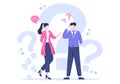 People Thinking to Make Decision, Problem Solving and Find Creative Ideas with Question Mark in Flat Illustration for Poster