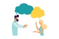 People with thoughts on a white background. Communication concept. Man and woman. Dialogue illustration Royalty Free Stock Photo