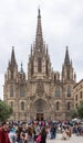 People thronging round the Barcelona Cathedral Royalty Free Stock Photo