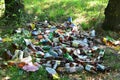 People throw away plastic bottles, bags and food waste, leave trash on the street after themselves. The Royalty Free Stock Photo