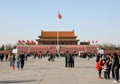 People in Tiananmen Square, Beijing, China and the Gate of Heavenly Peace. Royalty Free Stock Photo