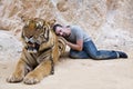 People with tiger temple Royalty Free Stock Photo