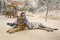 People with tiger temple Royalty Free Stock Photo