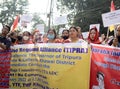 Khowai, India - February 17 2022: TIPRA Motha party people demanding for Village committee Election