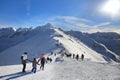 People at the top of Kasprowy Wierch in Zakopane in Tatras in winter Royalty Free Stock Photo