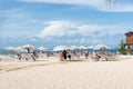 People tourists on the beach of Morro de Sao Paulo in the city of Cairu, Brazil