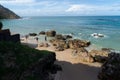 People tourists on the beach of Morro de Sao Paulo in the city of Cairu, Brazil