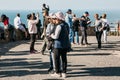 People or tourists at Cape Roca in Portugal. Royalty Free Stock Photo