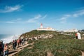 People or tourists at Cape Roca in Portugal.