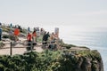 People or tourists at Cape Roca in Portugal.