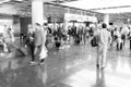 People tourists with travel suitcase, blurred speed motion, Fran