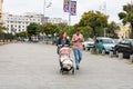 People and tourists walking in Bucharest Old Town, Romania, 2022 Royalty Free Stock Photo