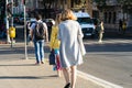 People and tourists walking in Bucharest Old Town, Romania, 2022 Royalty Free Stock Photo