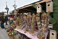 People trade traditional palm bouquets