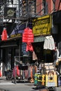 People trading clothes on street in Manhattan