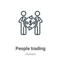 People trading outline vector icon. Thin line black people trading icon, flat vector simple element illustration from editable