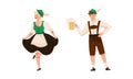 People in traditional Bavarian clothes celebrating Oktoberfest beer festival vector illustration Royalty Free Stock Photo