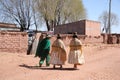 People in traditional clothes in Bolivian village, Andes Royalty Free Stock Photo