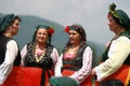 People in traditional folk costume of The National Folklore Fair in Koprivshtica Royalty Free Stock Photo