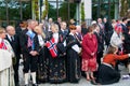 The people in traditional norwegian dress on the parade