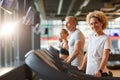 People training on treadmill Royalty Free Stock Photo
