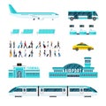 People Transport And Airport Icons Set Royalty Free Stock Photo