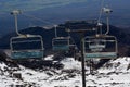 People travel on Ski lift to top of Mount Ruapehu