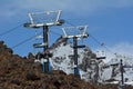 People travel on Ski lift to top of Mount Ruapehu