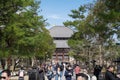 People traveler, group tour, local people, Japanese people visited and traveled around Todaiji Temple at the afternoon, Nara