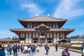 People traveler, group tour, local people, Japanese people visited and traveled around Todaiji Temple at the afternoon, Nara