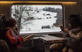 People traveling on a train