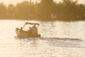 People travelling on the Danube with a boat