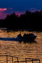 People travelling on the Danube with a boat