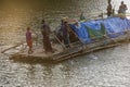 People travelling on a large boat in the river unique photo