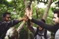 People Trekking in a forest