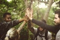 People Trekking in a forest Royalty Free Stock Photo