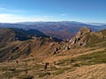 People trekking in the mountains