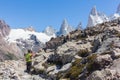 People trekking to the Mount Fitz Roy in El ChaltÃÂ©n, Patagonia Argentina.